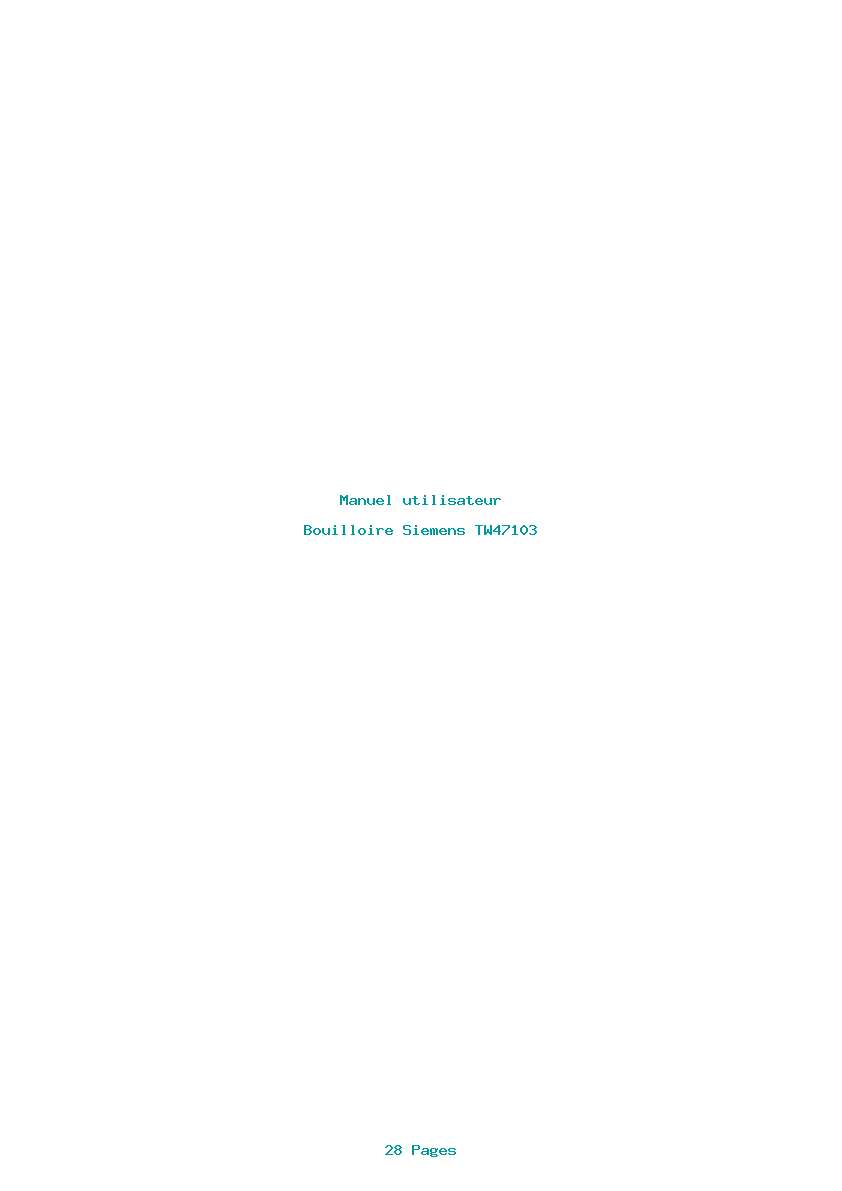 Page 1 de la notice Manuel utilisateur Siemens TW47103