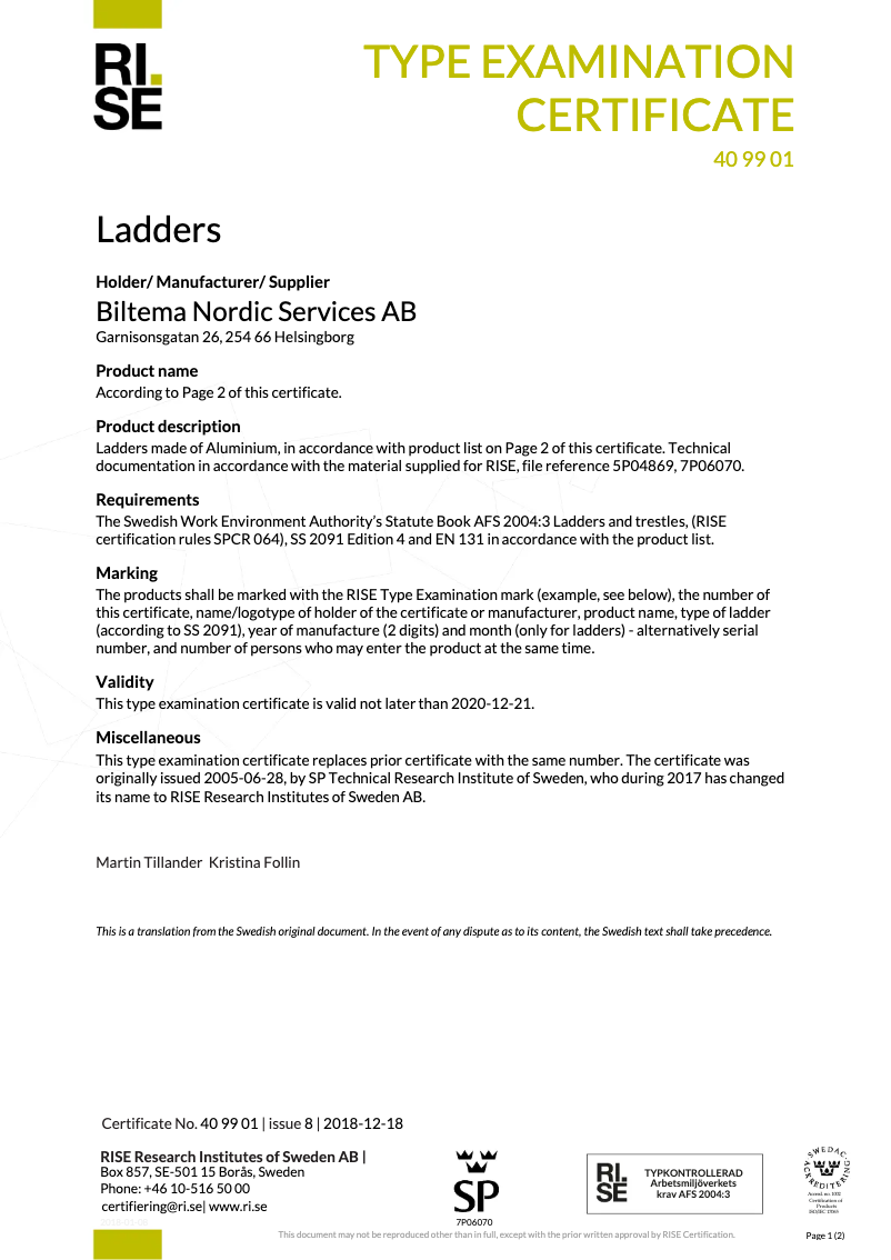 Page 1 de la notice Manuel utilisateur Biltema 26-203