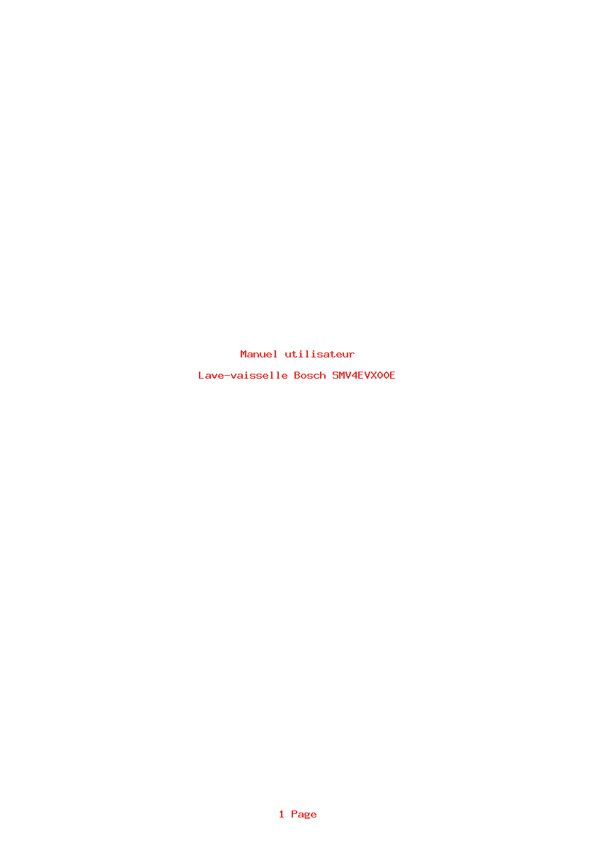 Page 1 de la notice Manuel utilisateur Bosch SMV4EVX00E