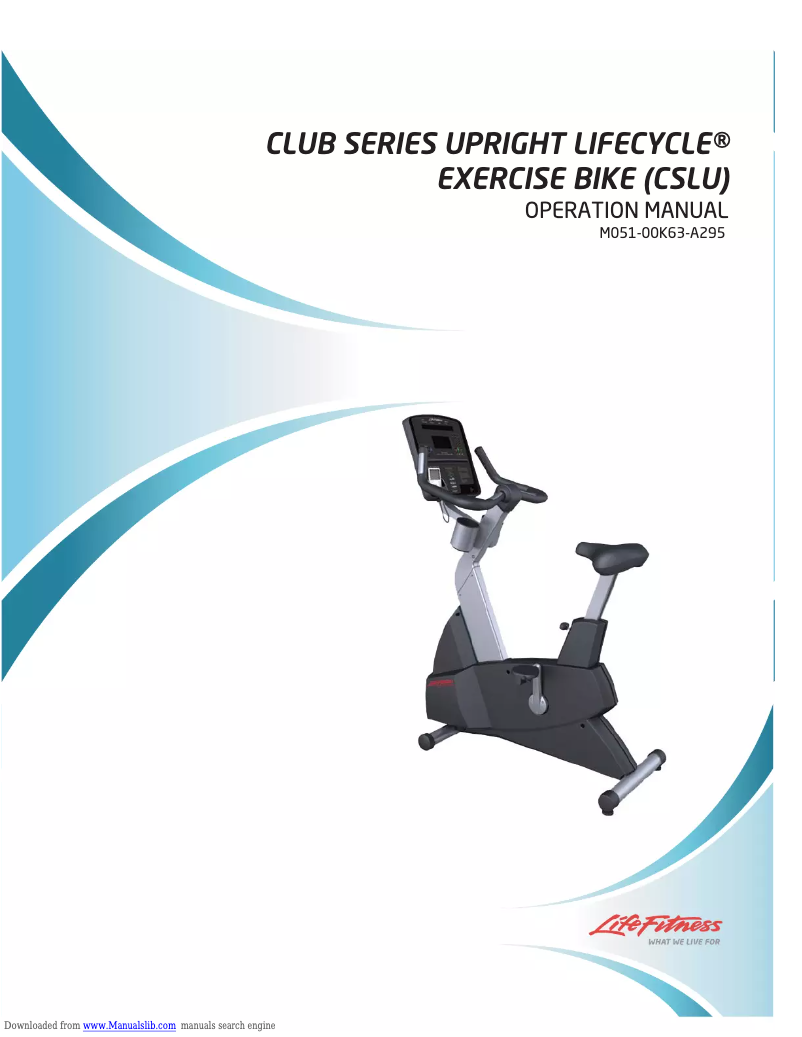 Page 1 de la notice Manuel utilisateur Life Fitness Club series Upright Lifecycle CSLU