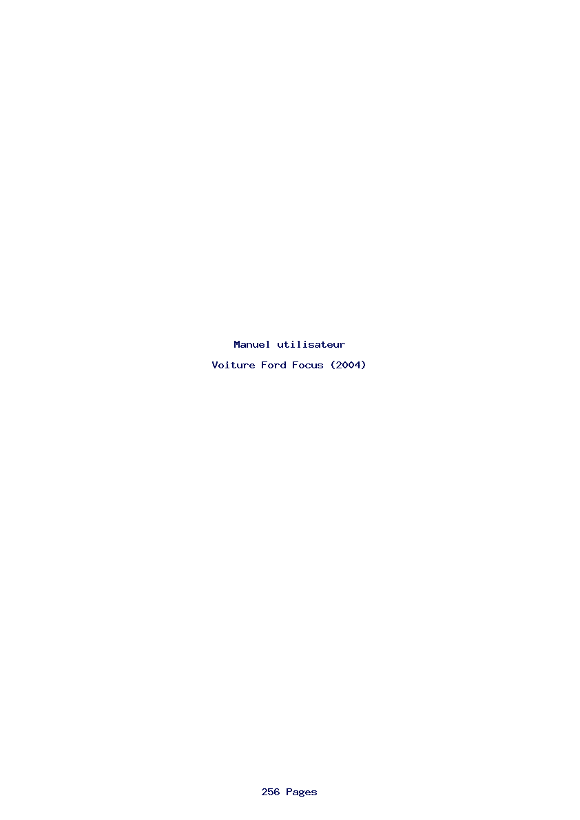 Page 1 de la notice Manuel utilisateur Ford Focus (2004)