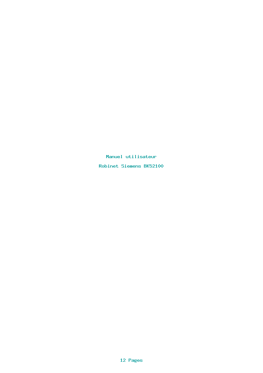 Page 1 de la notice Manuel utilisateur Siemens BK52100
