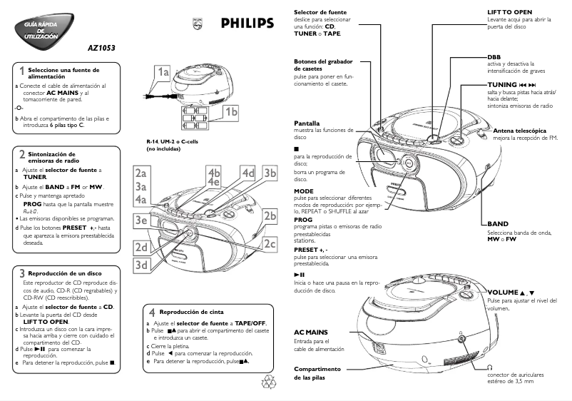 Página 1 del manual Guía de inicio rápido Philips AZ1053