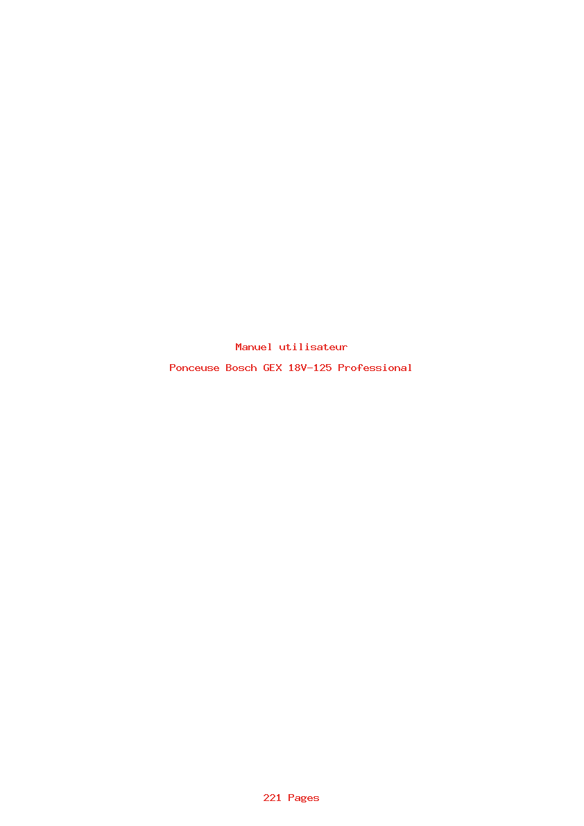 Page 1 de la notice Manuel utilisateur Bosch GEX 18V-125 Professional
