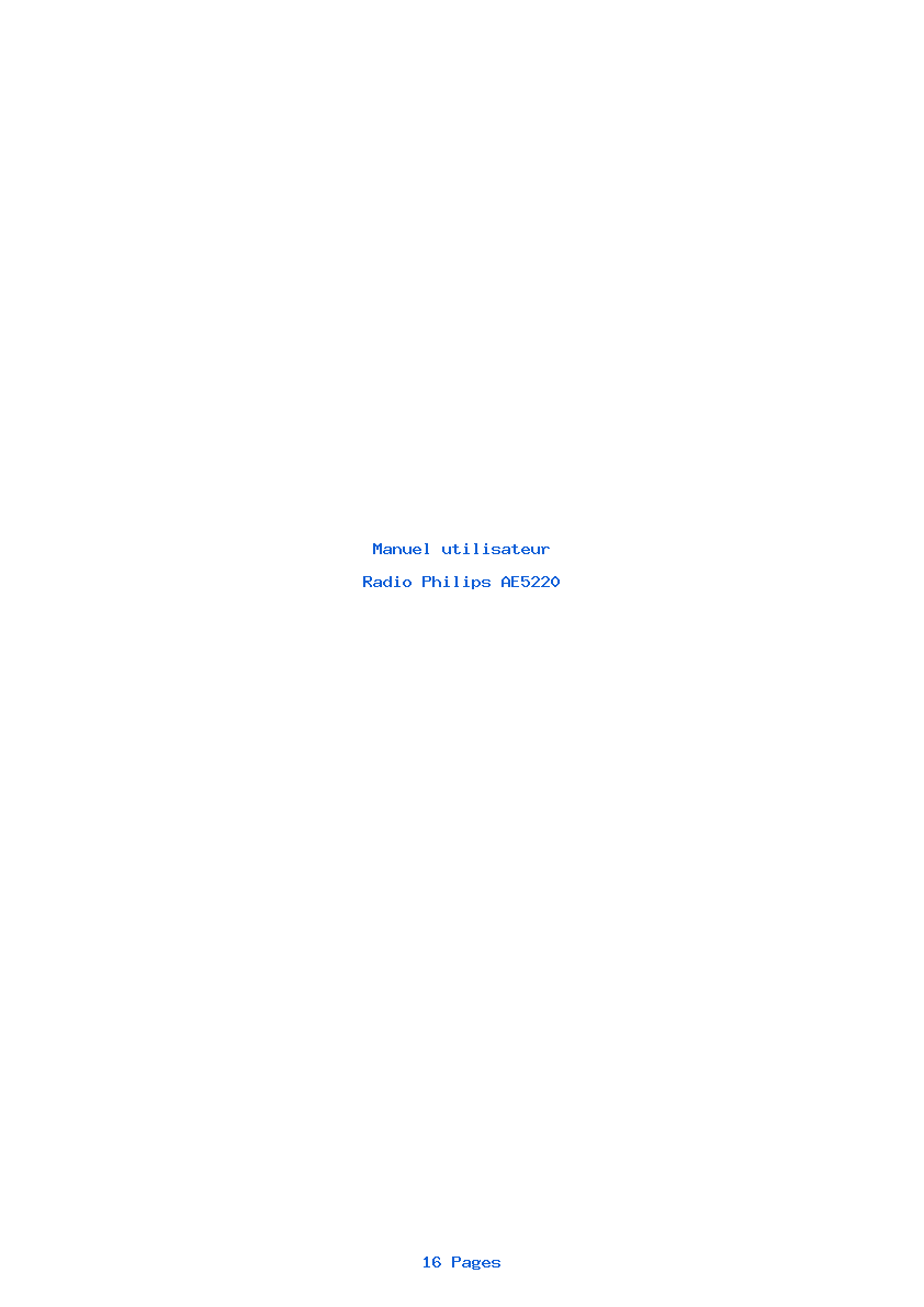Page 1 de la notice Manuel utilisateur Philips AE5220