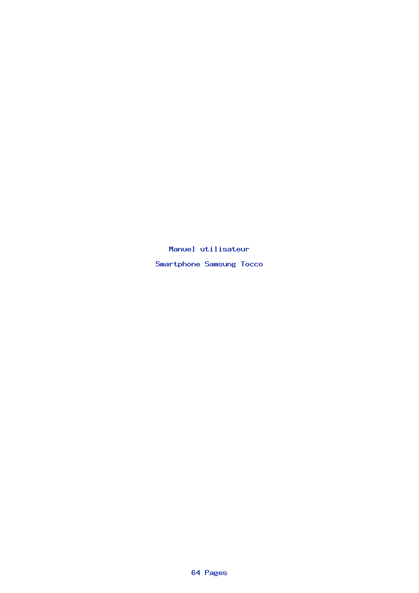 Page 1 de la notice Manuel utilisateur Samsung Tocco