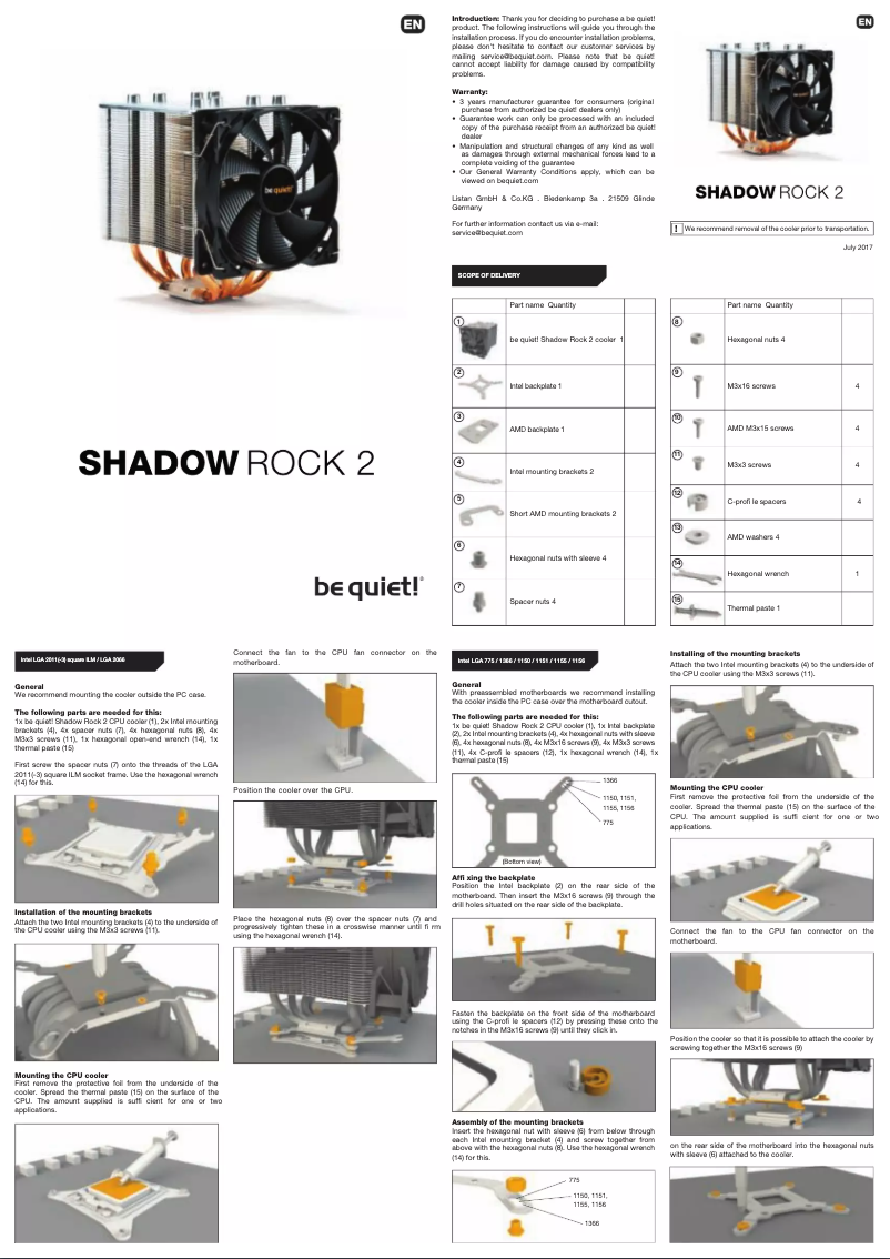 Page 1 de la notice Manuel utilisateur Be Quiet! Shadow Rock 2