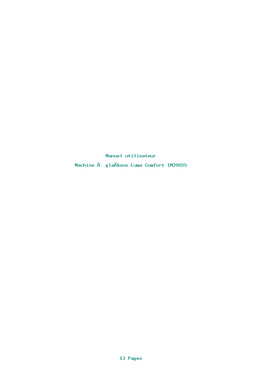 Page 1 de la notice Manuel utilisateur Luma Comfort IM200SS
