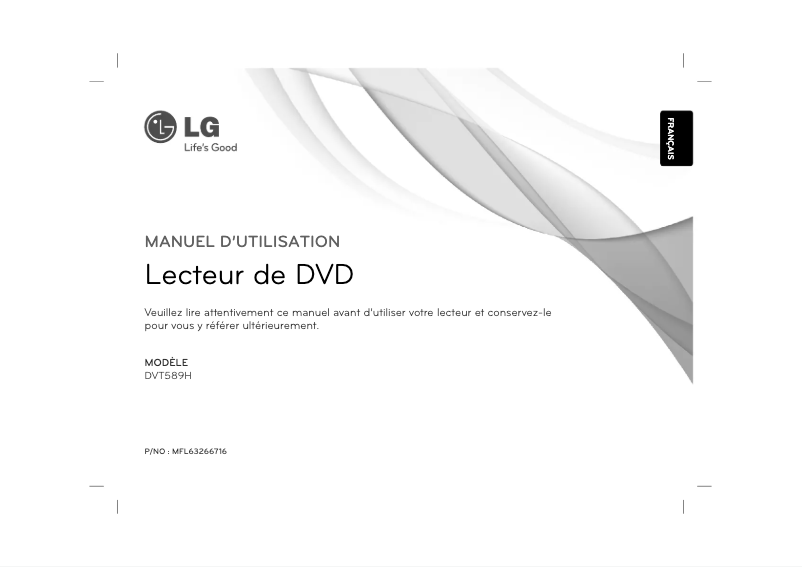 Page 1 de la notice Manuel utilisateur LG DVT589H