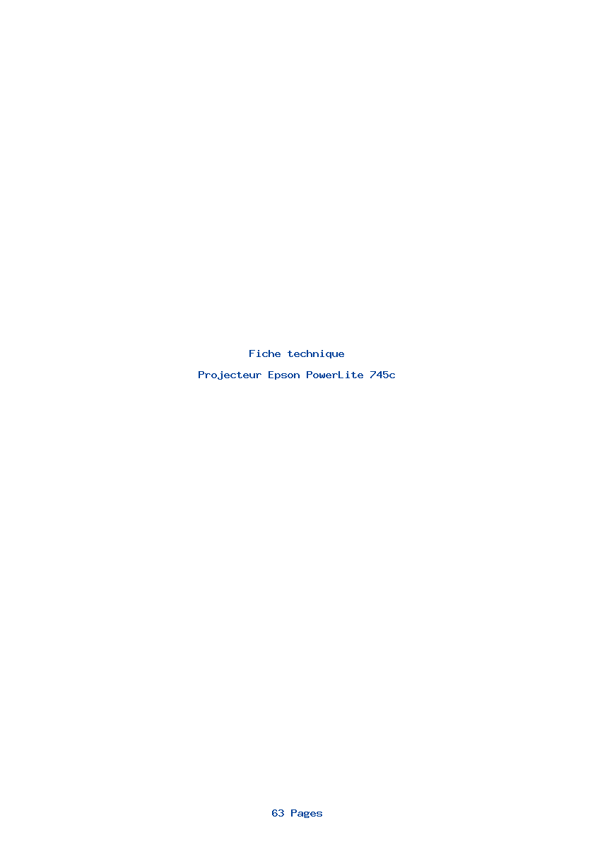 Page 1 de la notice Fiche technique Epson PowerLite 745c