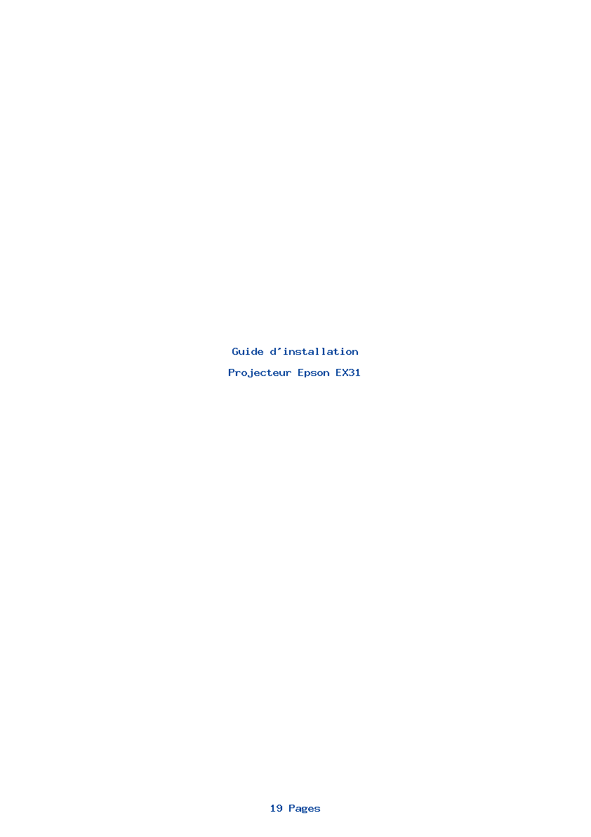 Page 1 de la notice Guide d'installation Epson EX31