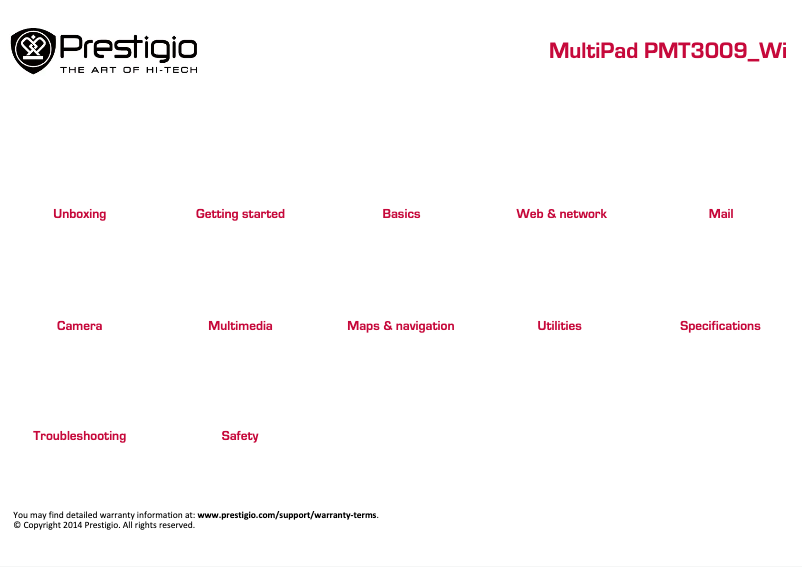 Page 1 de la notice Manuel utilisateur Prestigio MultiPad Wize 3009