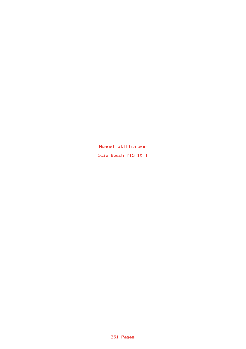 Page 1 de la notice Manuel utilisateur Bosch PTS 10 T
