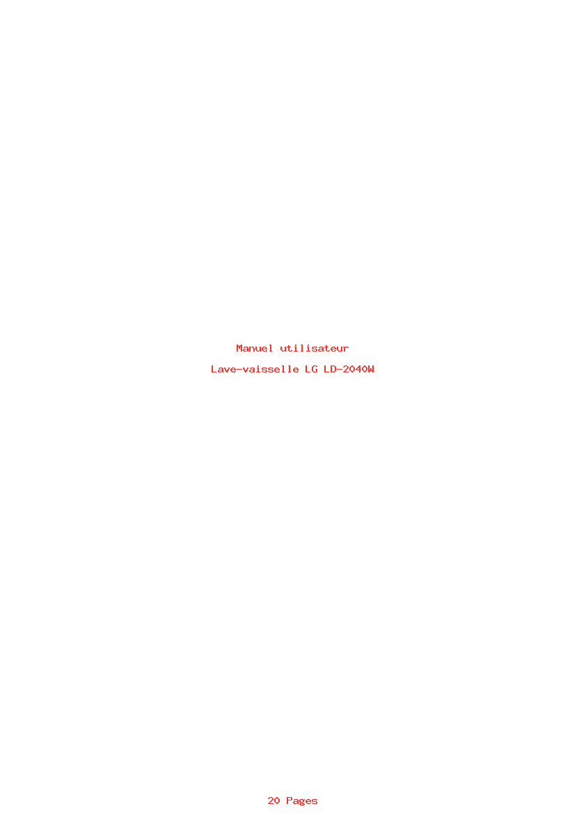 Page 1 de la notice Manuel utilisateur LG LD-2040W