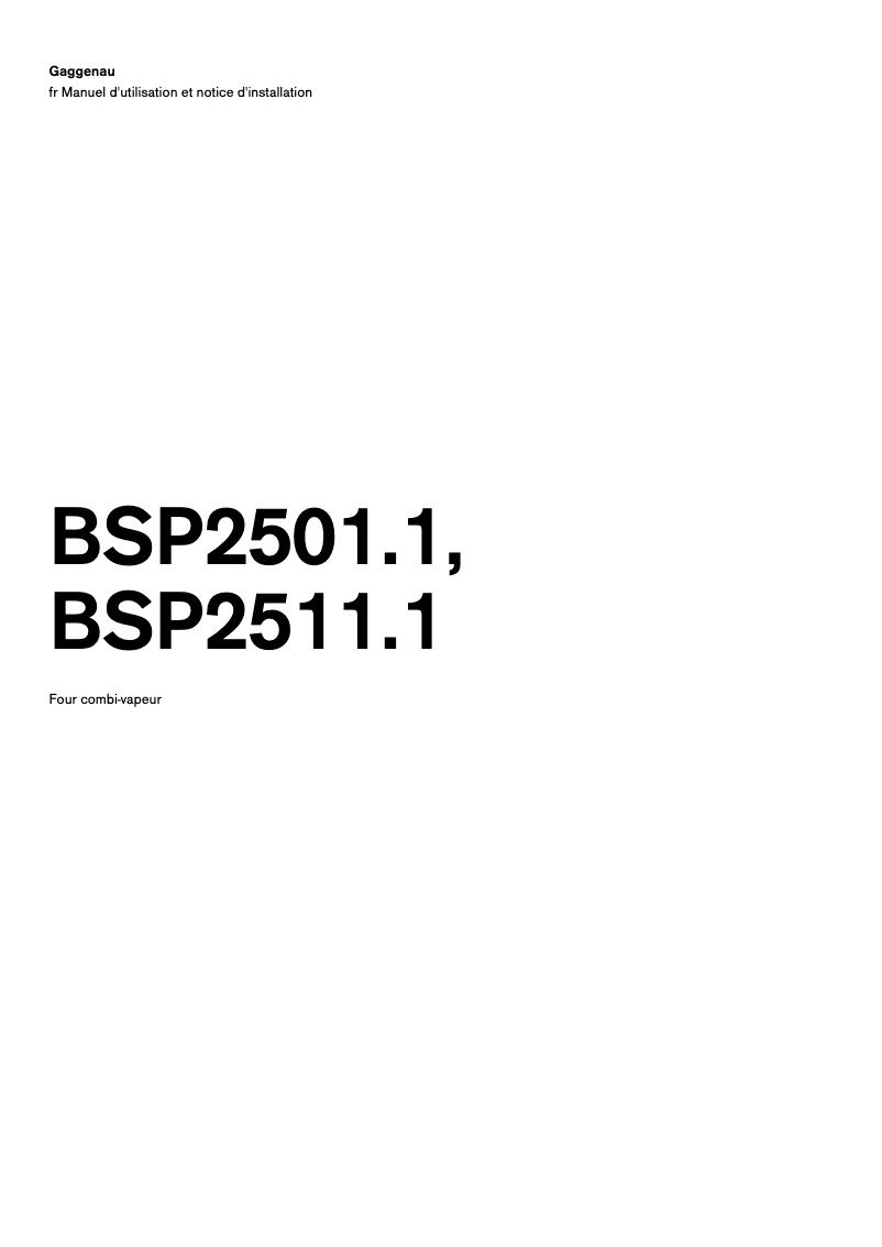 Page 1 of the manual Installation Guide Gaggenau BSP251101