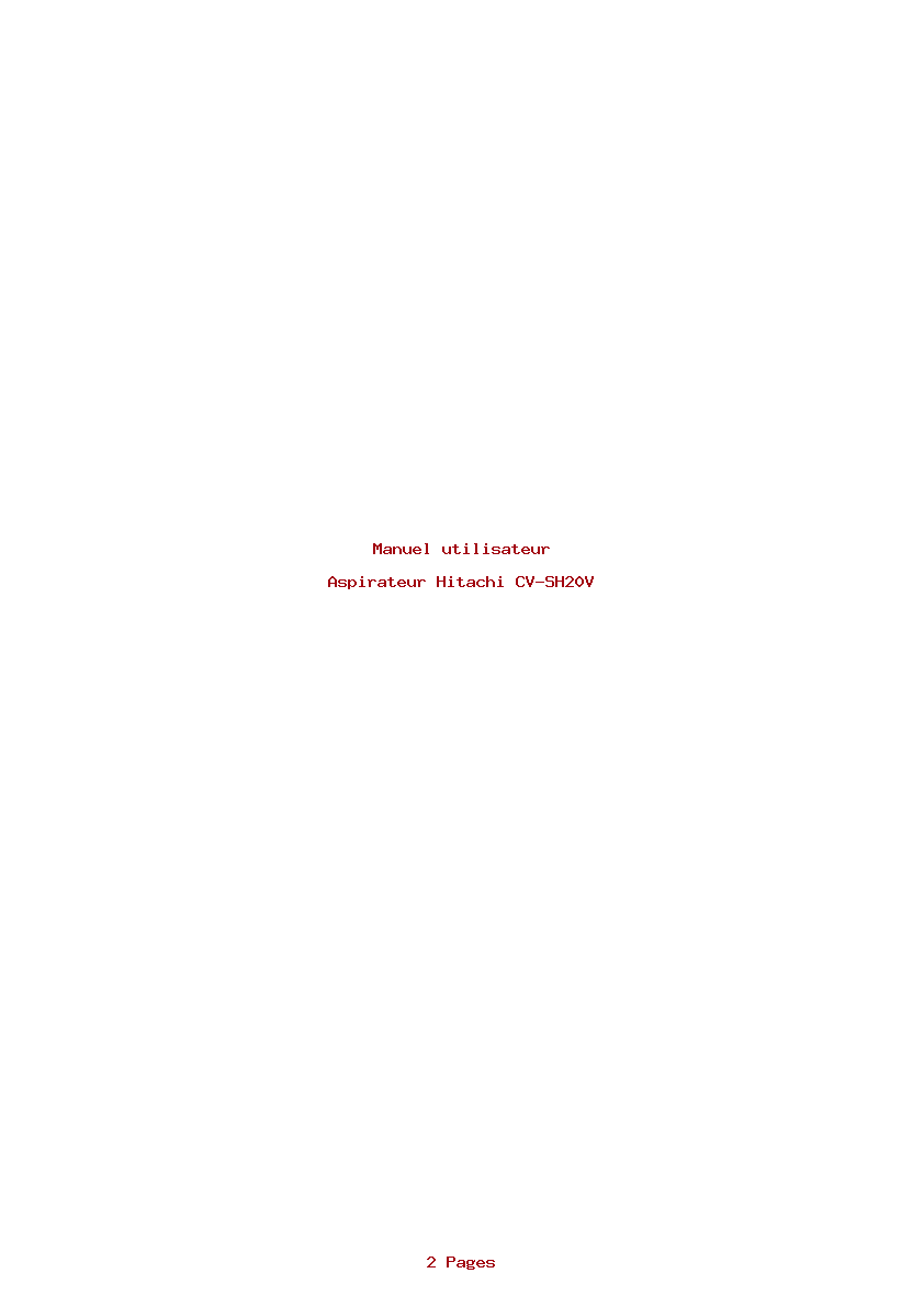 Page 1 de la notice Manuel utilisateur Hitachi CV-SH20V