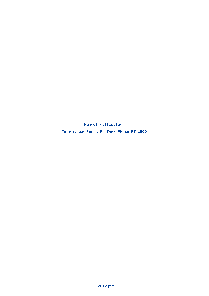 Page 1 de la notice Manuel utilisateur Epson EcoTank Photo ET-8500