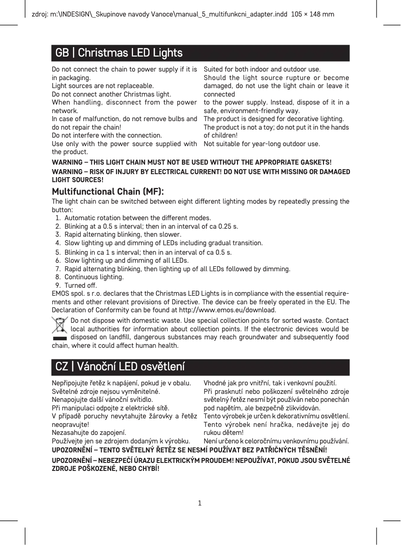 Page 1 de la notice Manuel utilisateur Emos D4AJ01