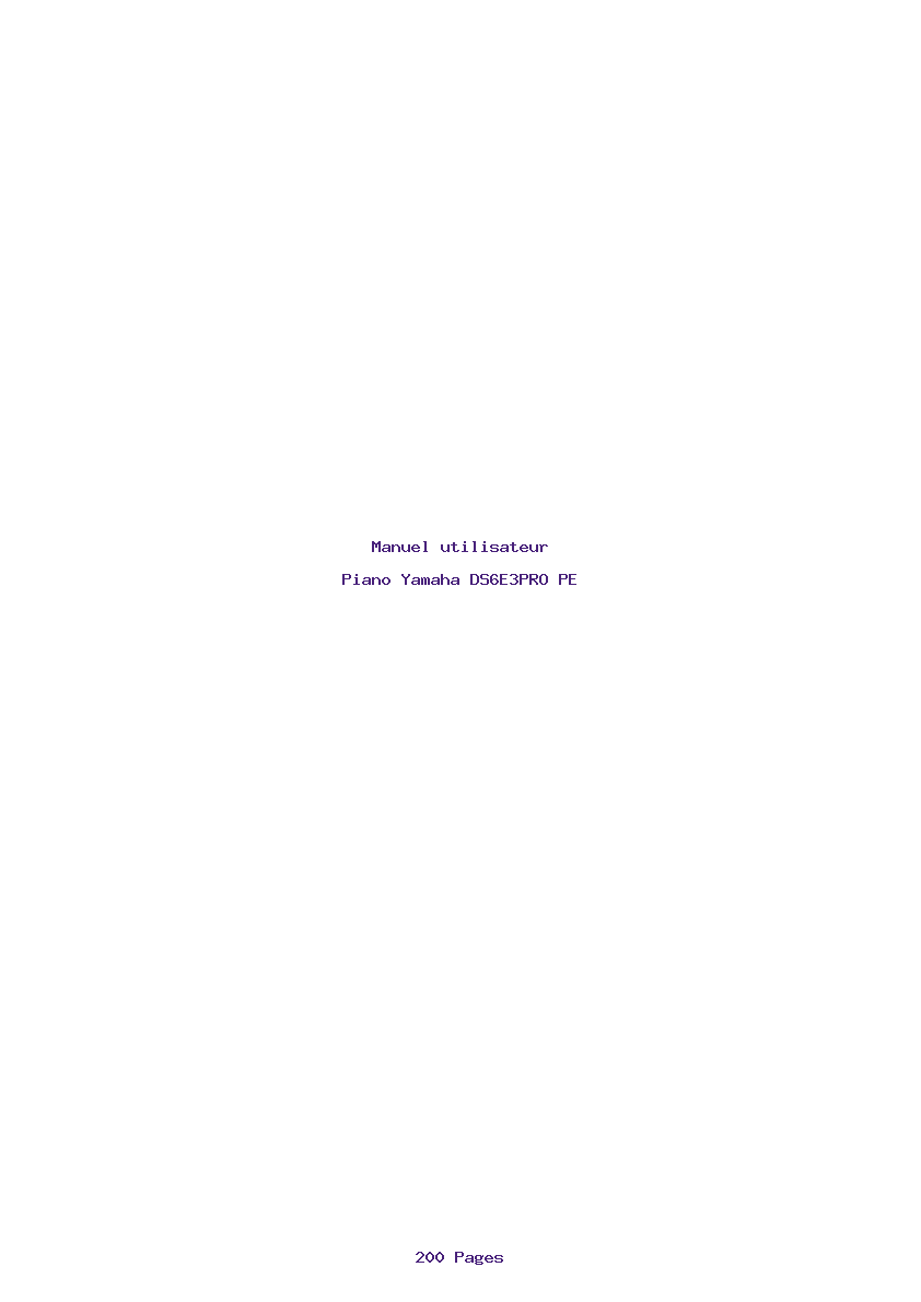 Page 1 de la notice Manuel utilisateur Yamaha DS6E3PRO PE