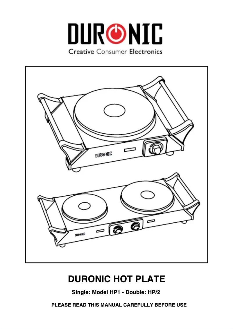 Page 1 de la notice Manuel utilisateur Duronic Hot Plate HP1