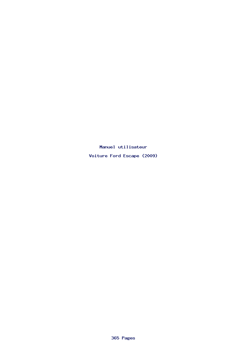Page 1 de la notice Manuel utilisateur Ford Escape (2009)