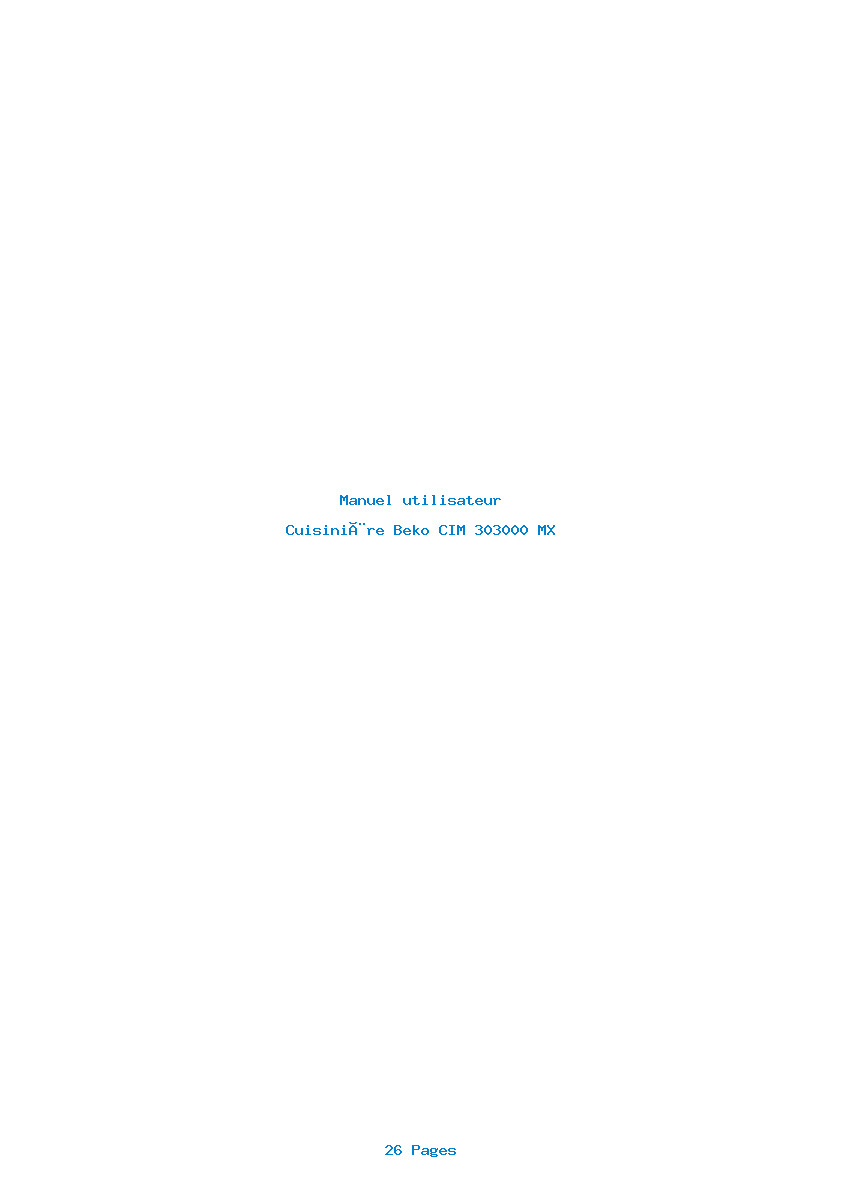 Page 1 de la notice Manuel utilisateur Beko CIM 303000 MX
