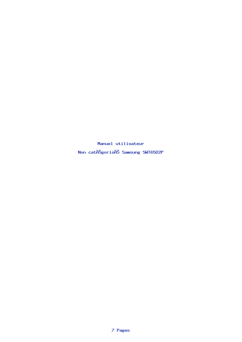 Page 1 de la notice Manuel utilisateur Samsung SWT65D2P