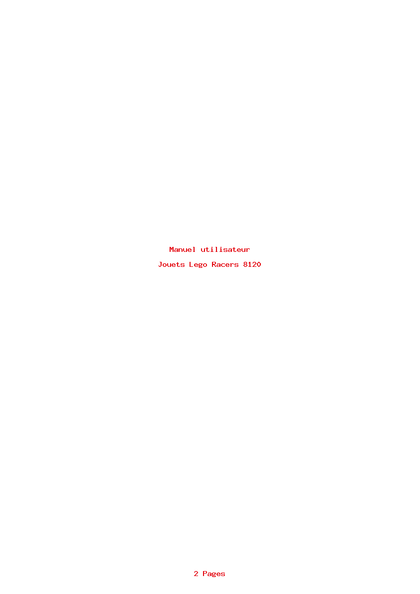 Page 1 de la notice Manuel utilisateur Lego Racers 8120
