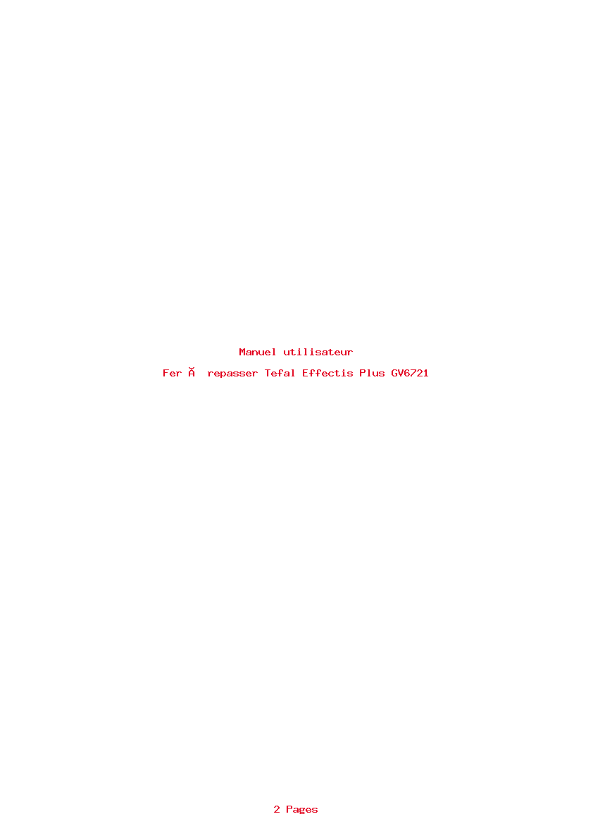 Page 1 de la notice Manuel utilisateur Tefal Effectis Plus GV6721
