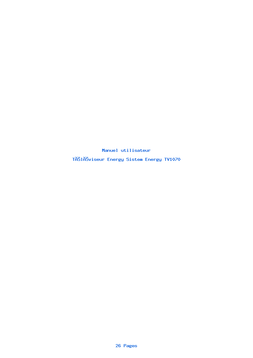 Page 1 de la notice Manuel utilisateur Energy Sistem Energy TV1070