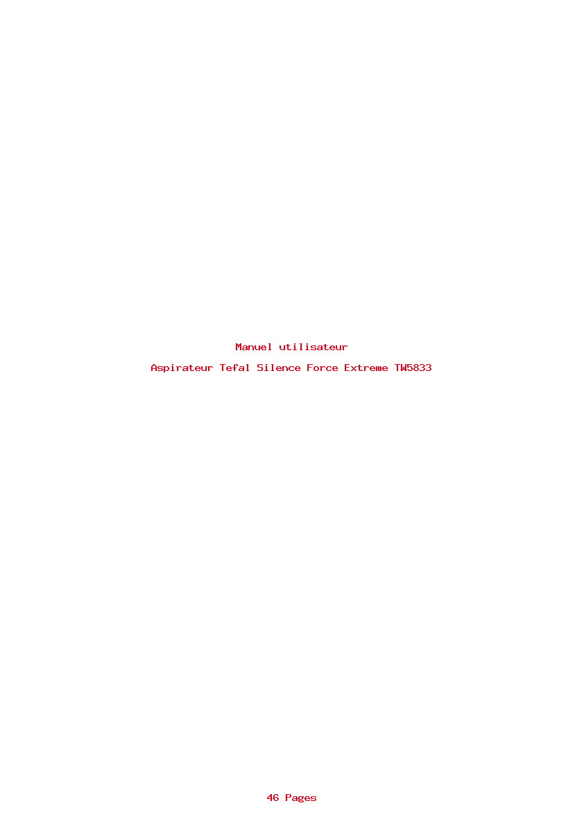 Page 1 de la notice Manuel utilisateur Tefal Silence Force Extreme TW5833