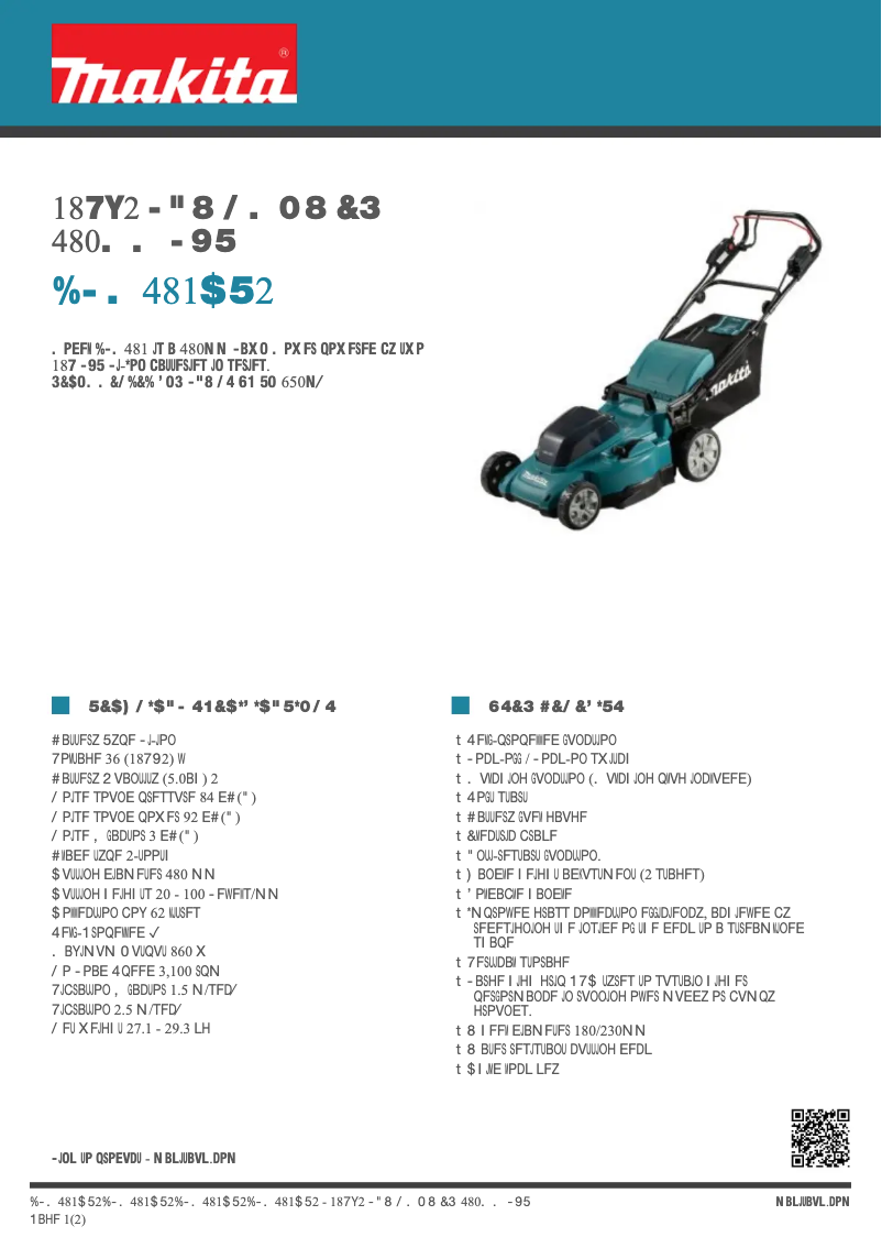 Page 1 de la notice Fiche technique Makita DLM481CT2