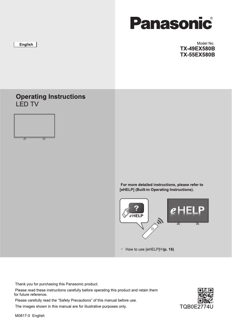 Page 1 de la notice Guide de démarrage rapide Panasonic TX-49EX580B