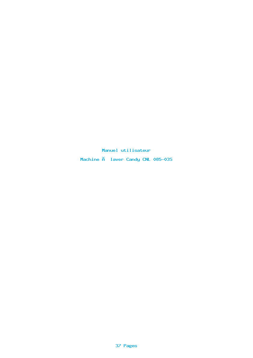 Page 1 de la notice Manuel utilisateur Candy CNL 085-03S
