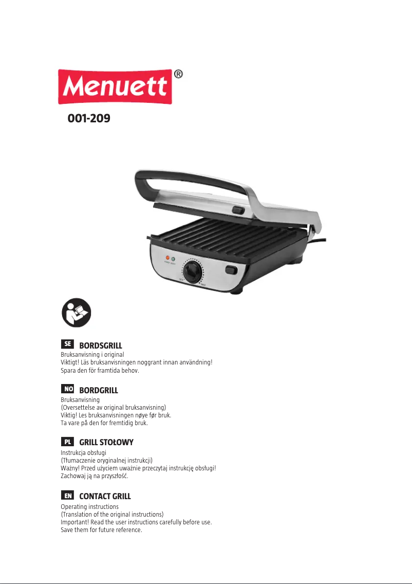 Page 1 of the manual User Manual Menuett 001-209