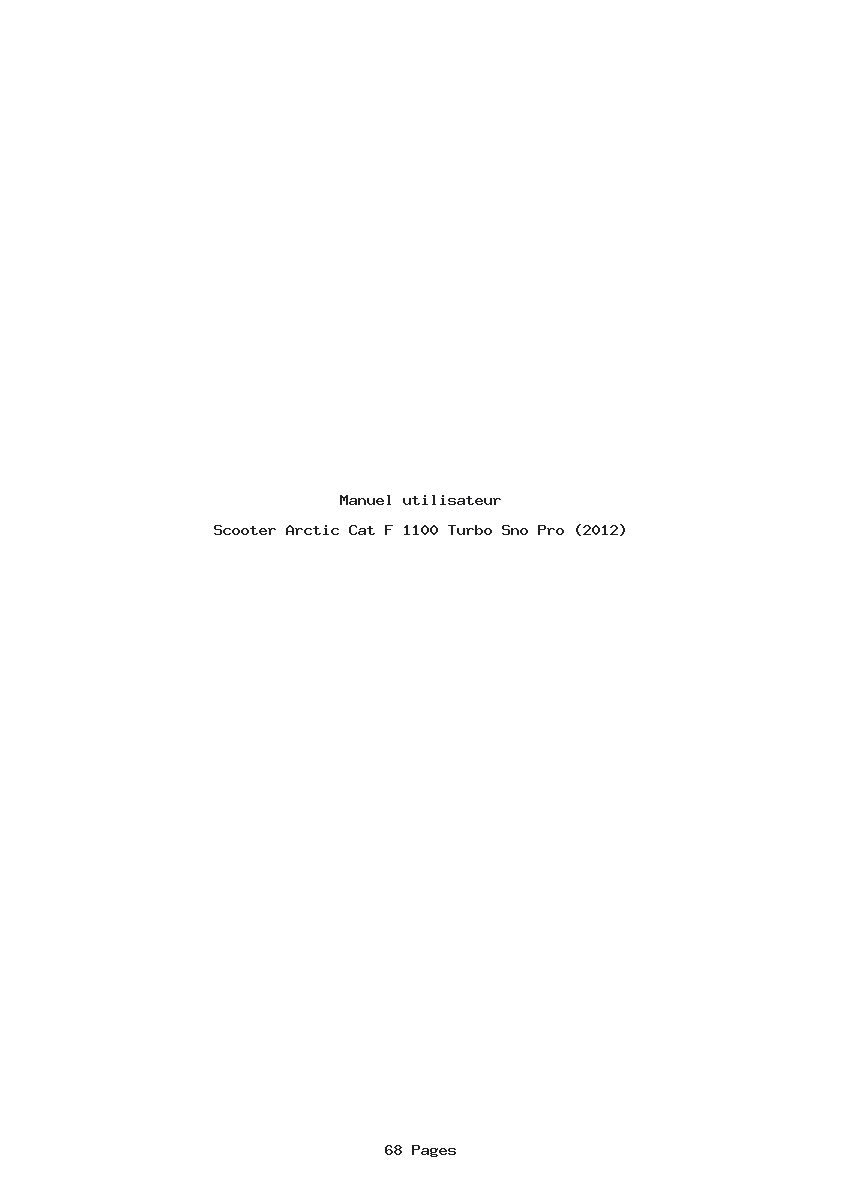 Page 1 de la notice Manuel utilisateur Arctic Cat F 1100 Turbo Sno Pro (2012)