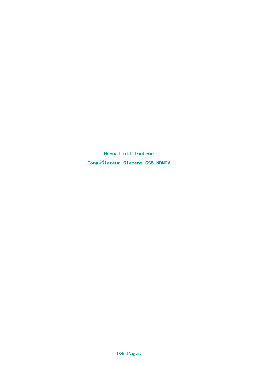 Page 1 de la notice Manuel utilisateur Siemens GS51NDWCV