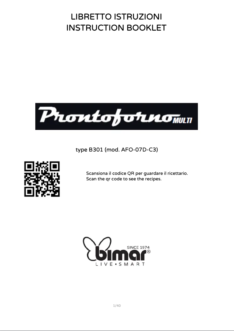 Page 1 de la notice Manuel utilisateur Bimar B301