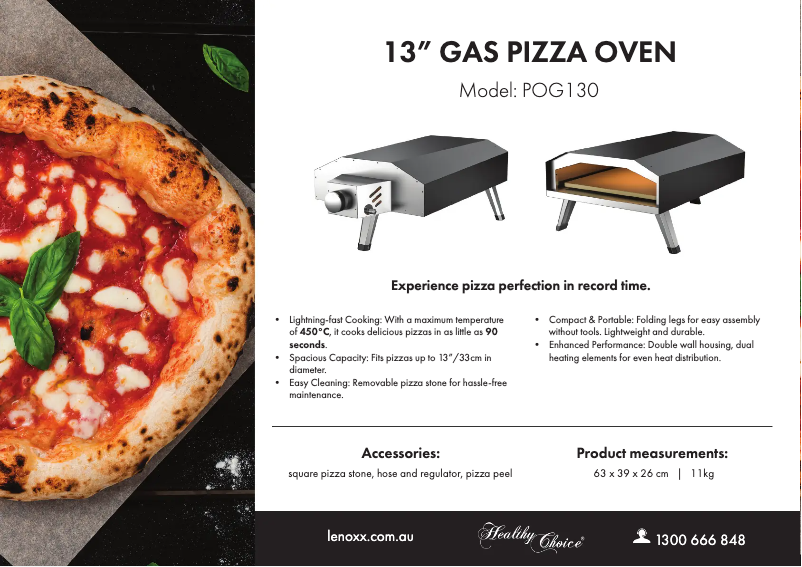 Page 1 de la notice Fiche technique Healthy Choice POG130