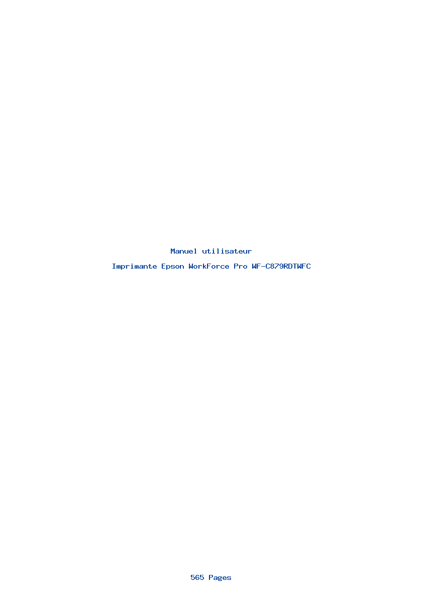 Image de la première page du manuel de l'appareil WorkForce Pro WF-C879RDTWFC
