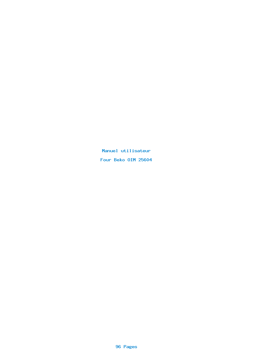 Page 1 de la notice Manuel utilisateur Beko OIM 25604