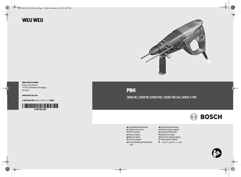 Page 1 of the manual User Manual Bosch PBH 2900 FRE