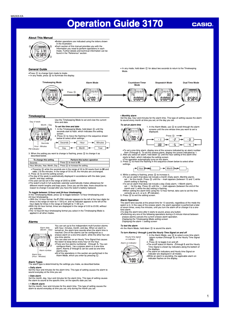 Page 1 de la notice Manuel utilisateur Casio Collection W-213-4AVES