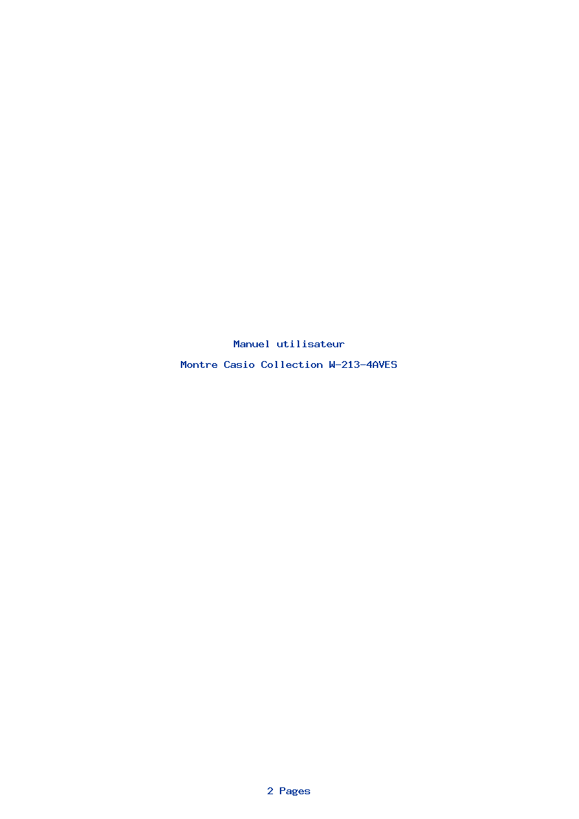 Page 1 de la notice Manuel utilisateur Casio Collection W-213-4AVES