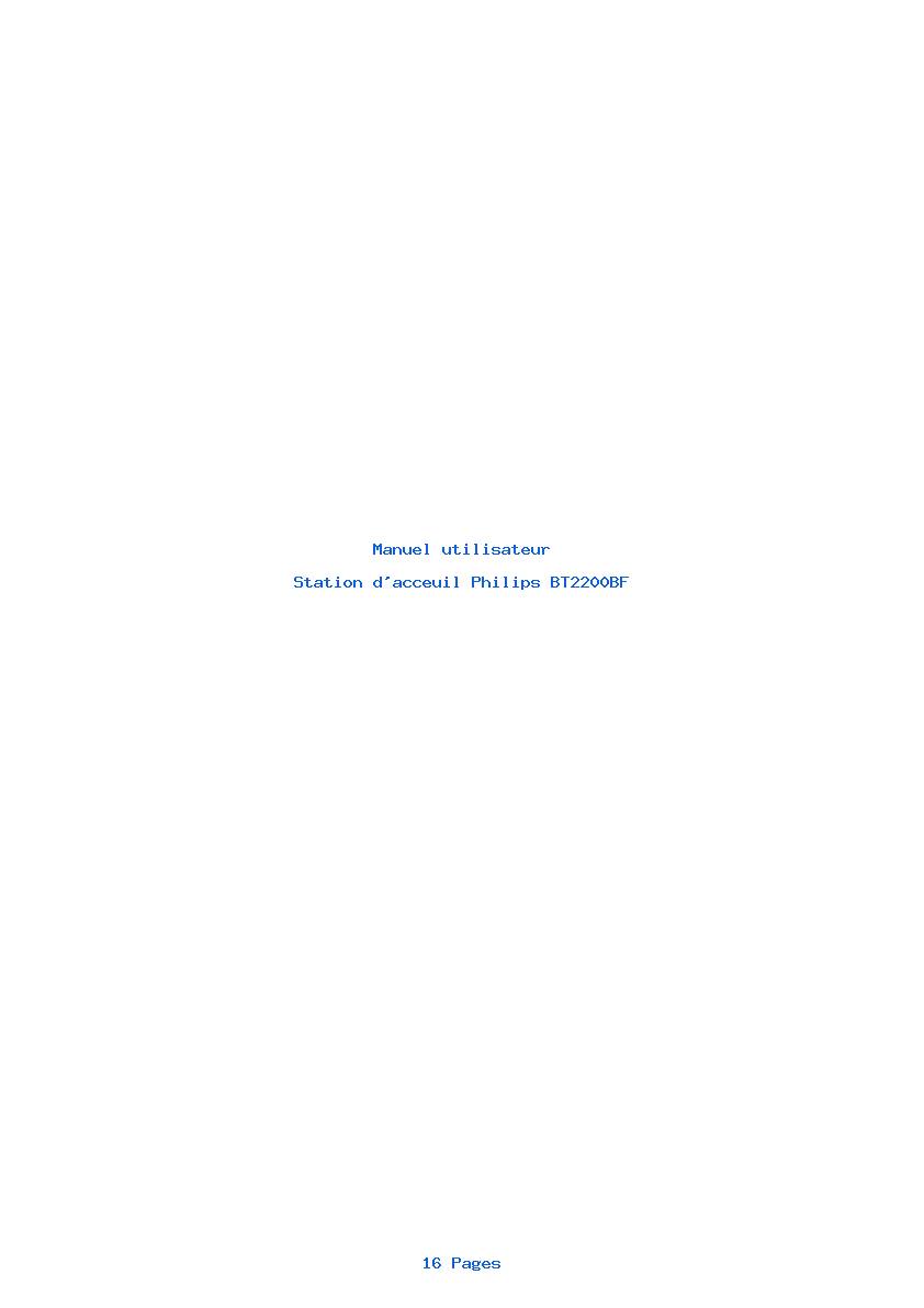 Page 1 de la notice Manuel utilisateur Philips BT2200BF