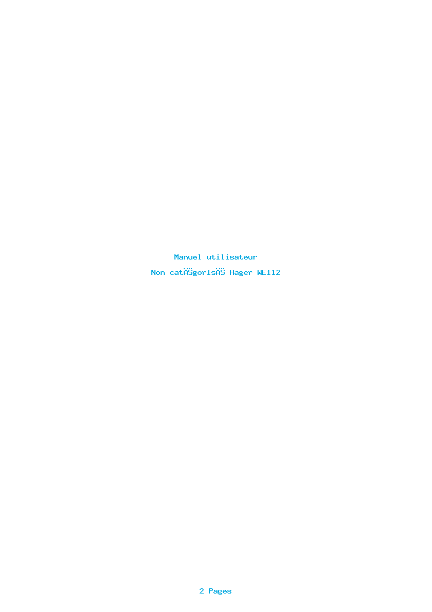 Page 1 de la notice Manuel utilisateur Hager WE112