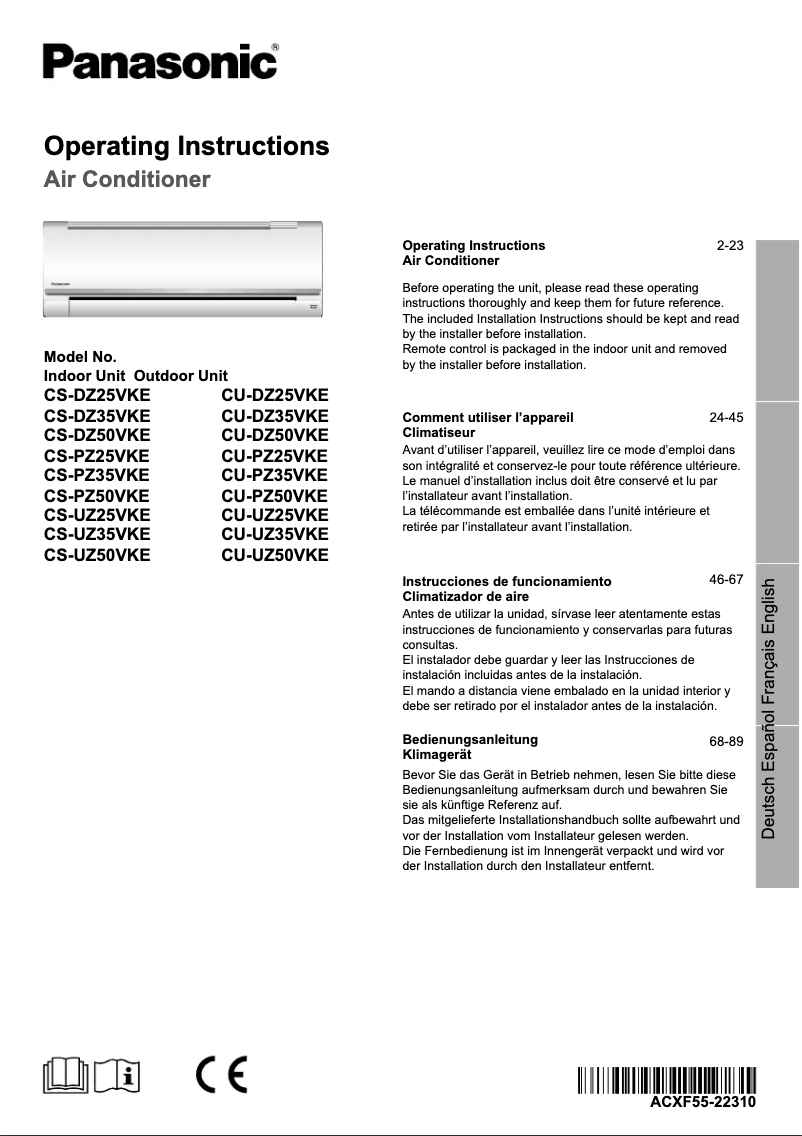 Página 1 del manual Manual de usuario Panasonic CS-UZ35VKE