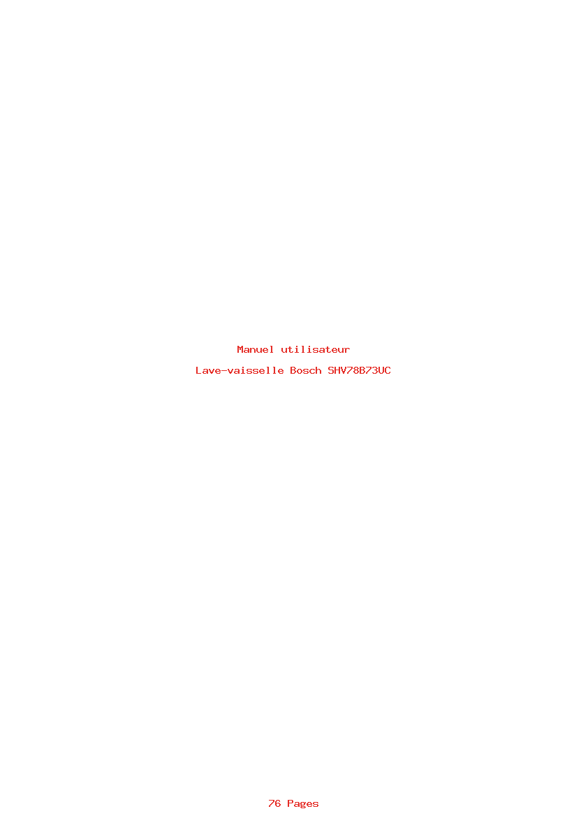 Page 1 de la notice Manuel utilisateur Bosch SHV78B73UC