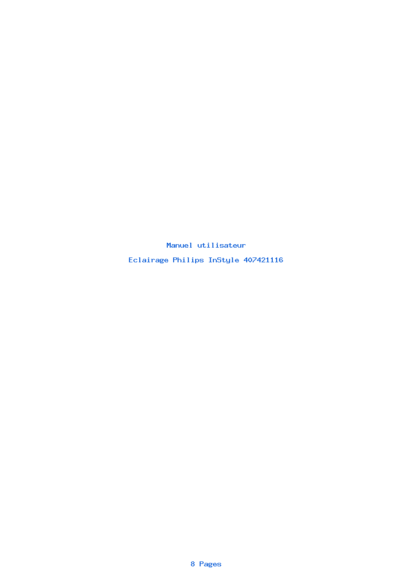 Page 1 de la notice Manuel utilisateur Philips InStyle 407421116