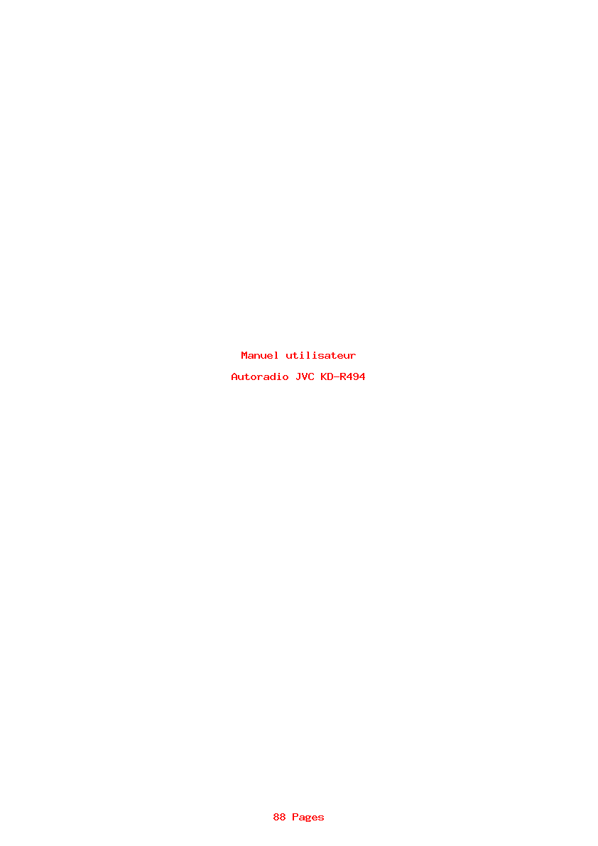 Page 1 de la notice Manuel utilisateur JVC KD-R494